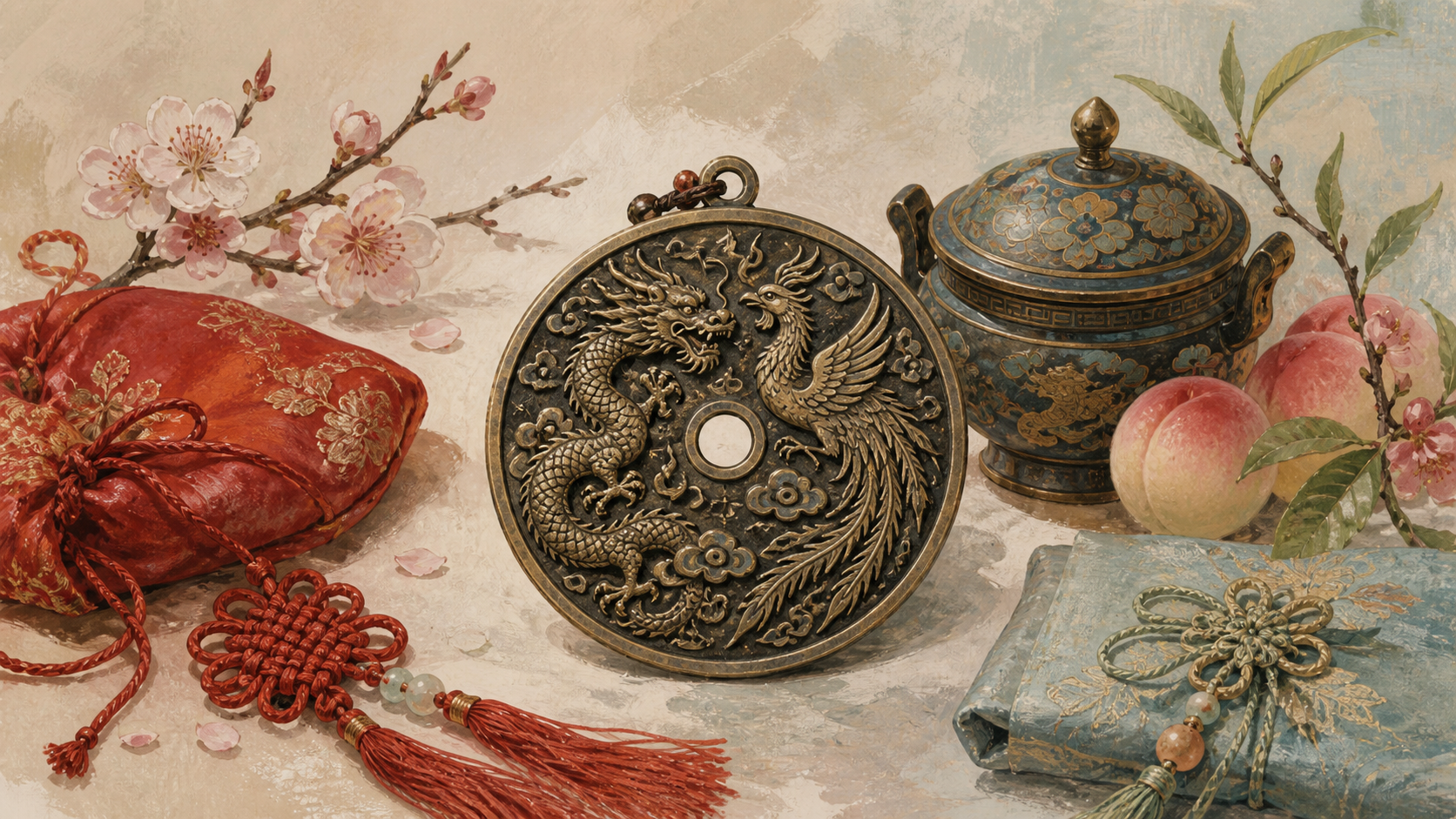 Dragon and fenghuang shown together
