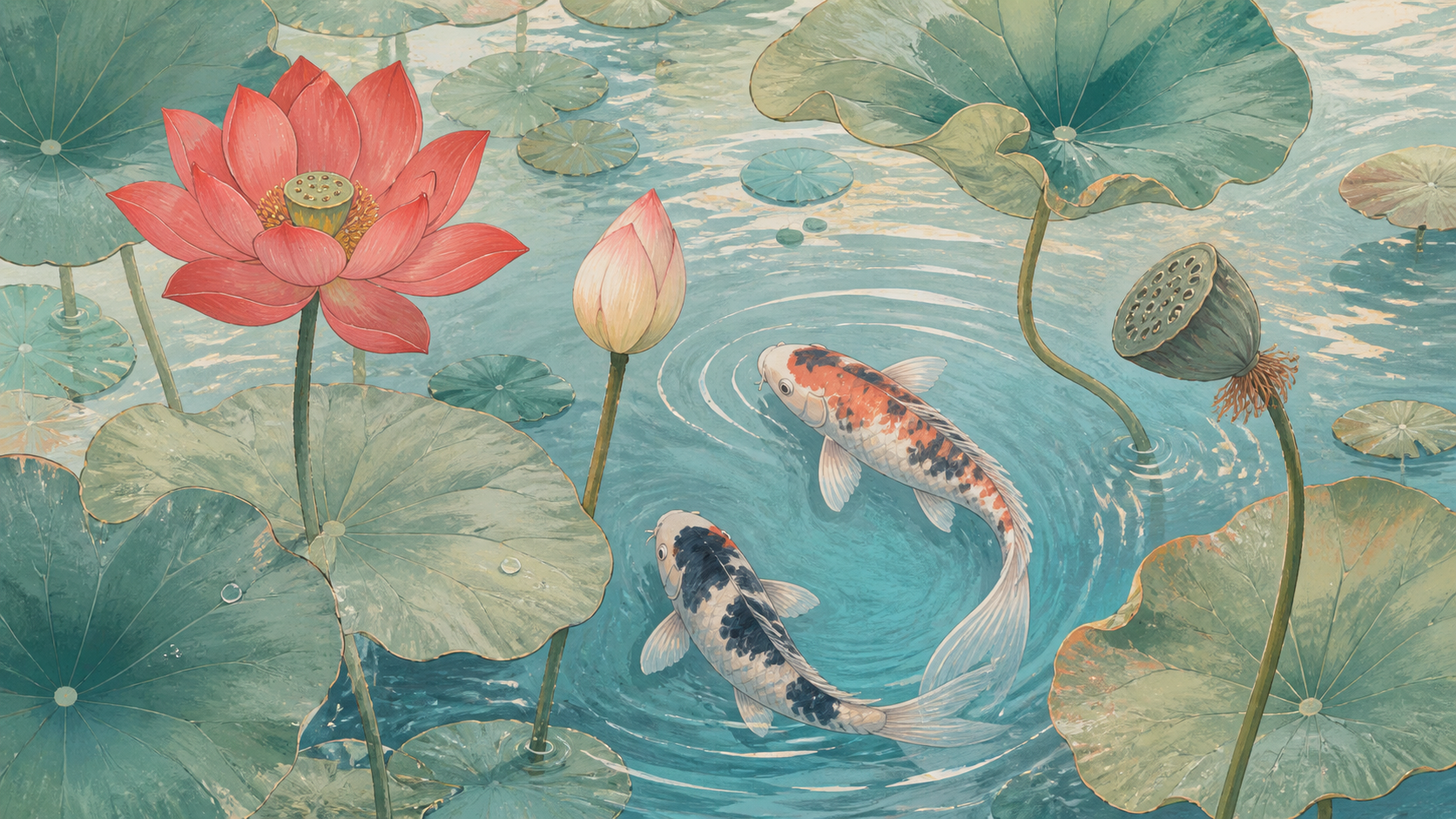 Lotus and fish