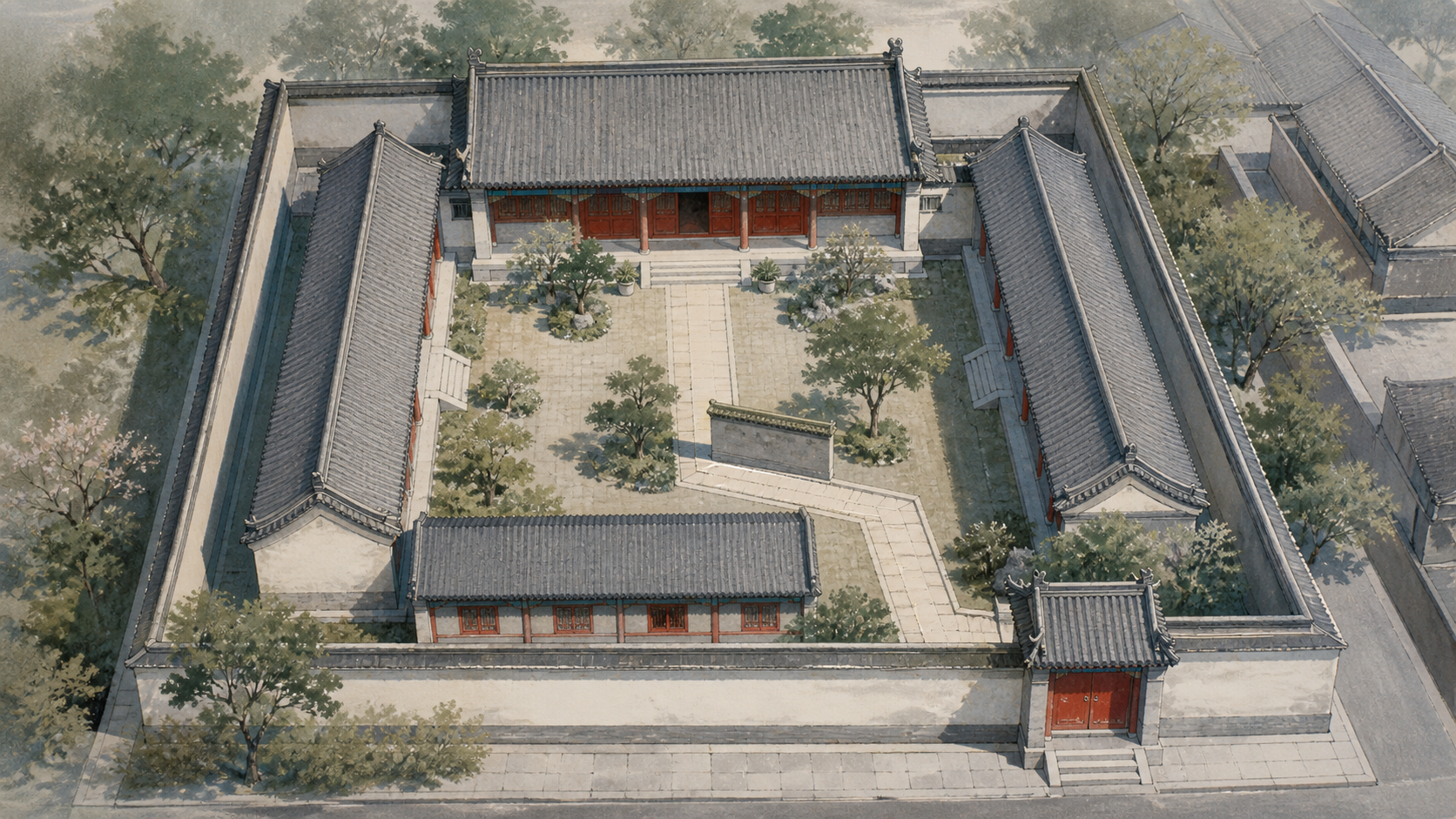 Central axis of a Beijing courtyard house