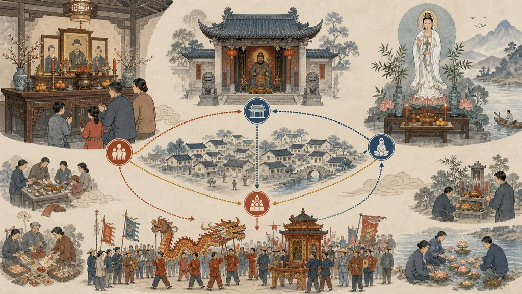 中国民间信仰为什么能同时敬奉不同神明？的原创解释性配图